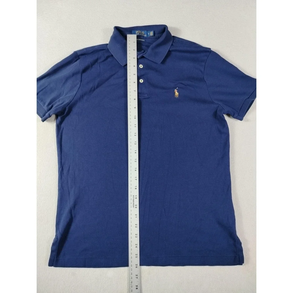 Polo Ralph Lauren Polo Shirt Mens Medium Blue Custom Slim Fit Pony Cotton Casual